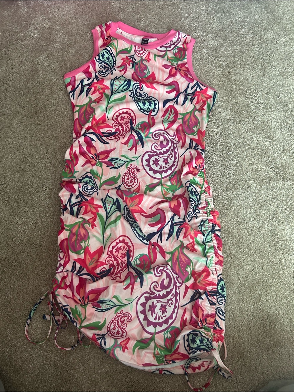 SHEIN Pink Multicolor Floral Paisley Tank Dress